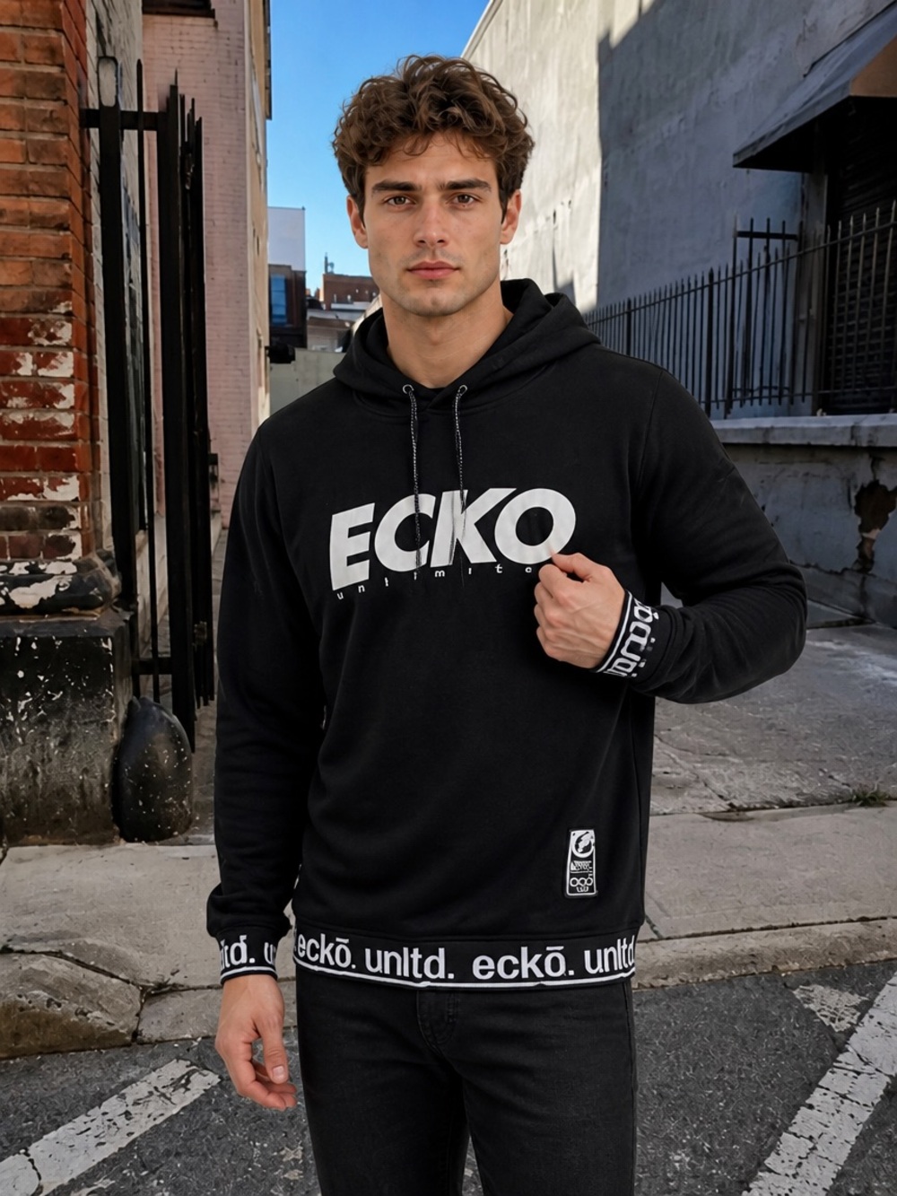 Ecko Unlimited Black Hoodie with White Logo